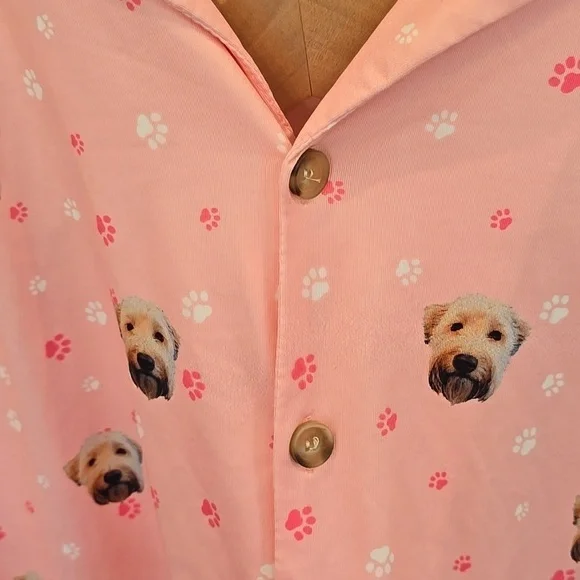 Cuddle Clones Wheaten Terrier Dog Pink Satin Pajamas Long Sleeve Top Pants Set